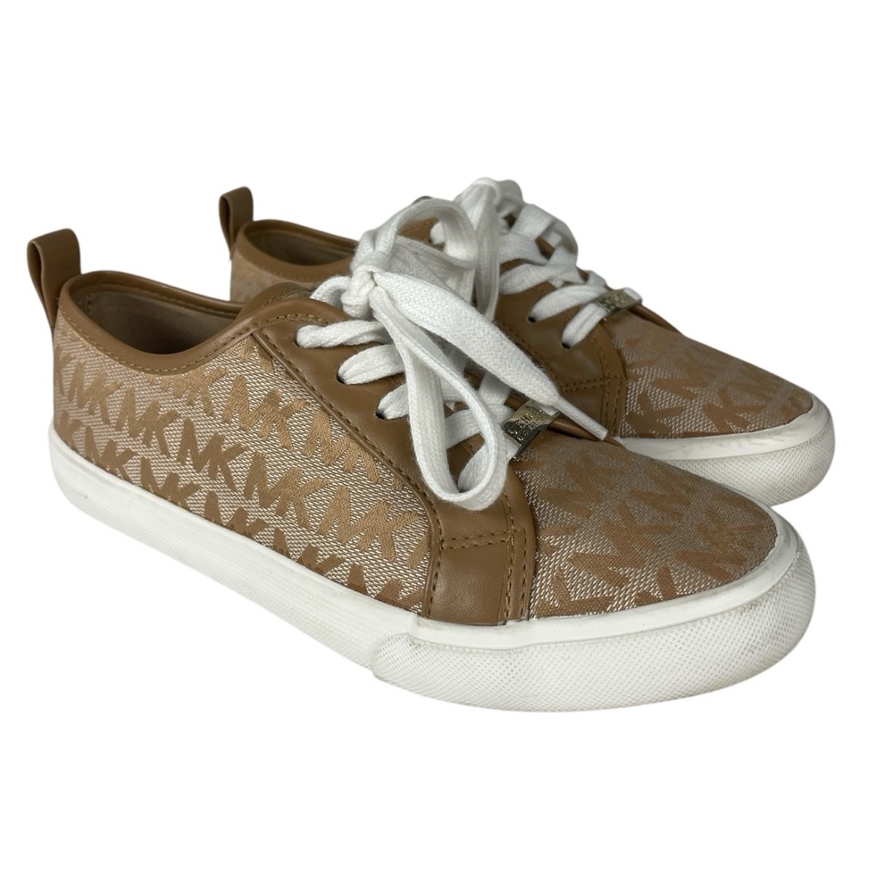 Michael Kors Kids Ashanti Signature Logo Sneakers Tan Size 2